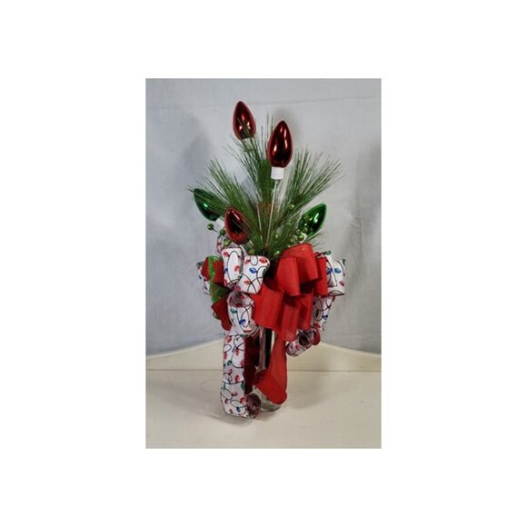 Christmas Tree Topper, Christmas Tree Light Bulb Double-Sided Bow Tree Topper - Picture 6 of 8